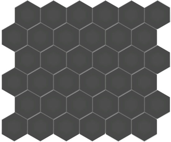 2" Retro Black Matte Hex Mosaic | Young Interiors Flooring Center