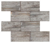 2.8"x6" Silver Industrial Linear Relief Pattern Glazed Ceramic Moisaic | Young Interiors Flooring Center