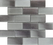 2"X4" Linear Light Grey Glass Brick Pattern Mosaic | Young Interiors Flooring Center