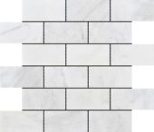 2"x4" Brick Pattern White Grey Marble | Young Interiors Flooring Center