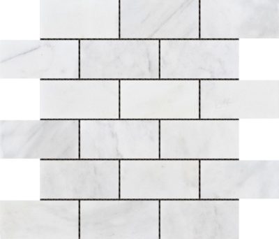 2″x4″ Brick Pattern White Grey Marble