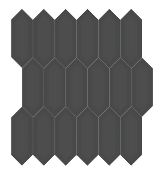 2x5 Retro Black Glossy Picket Mosaic | Young Interiors Flooring Center
