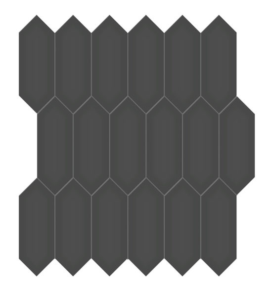 2x5 Retro Black Matte Picket Mosaic | Young Interiors Flooring Center