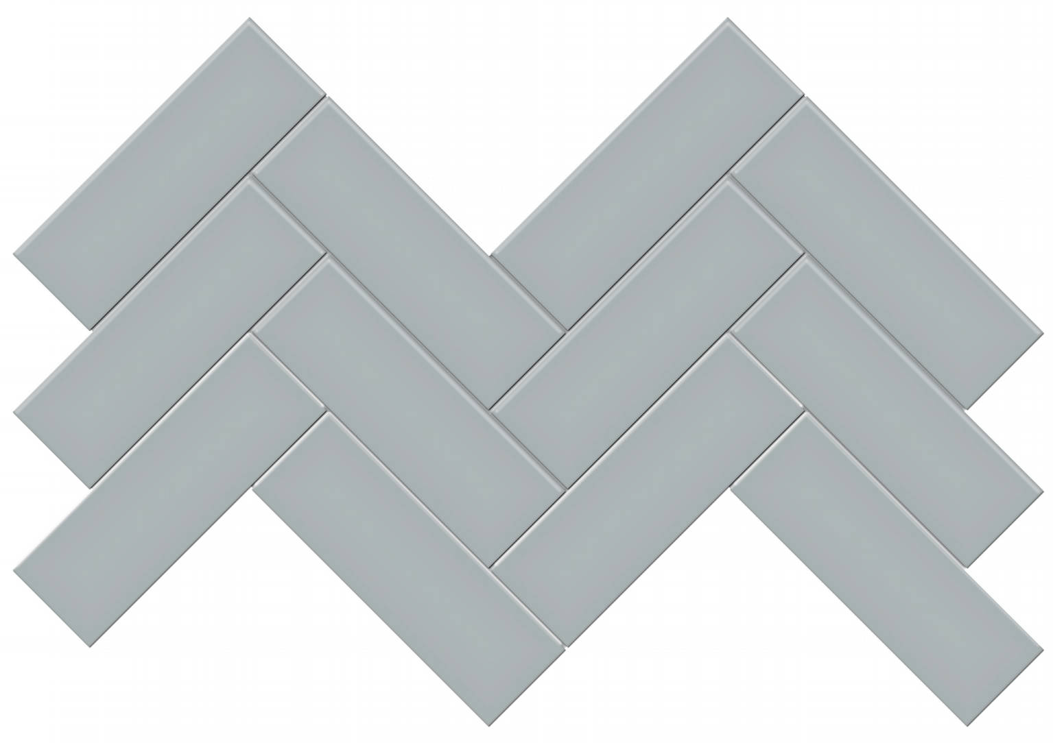 2x6 Cloud Blue Glossy Herringbone Mosaic | Young Interiors Flooring Center