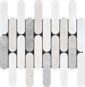 2"x6" Elongated Round White Grey Beige Marble Mix | Young Interiors Flooring Center
