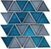 3" Triangular Glazed Ceramic Grey Blue Mosaic | Young Interiors Flooring Center