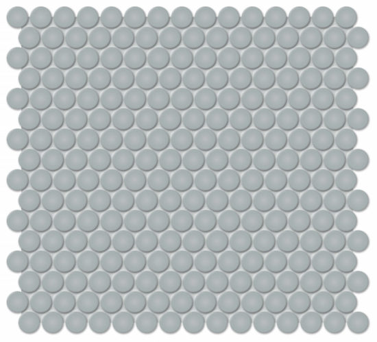 3/4" Cloud Blue Matte Penny Round Mosaic | Young Interiors Flooring Center