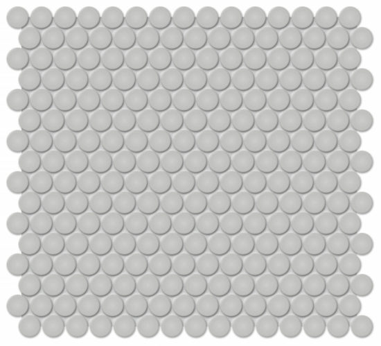 3/4" Loft Grey Matte Penny Round Mosaic | Young Interiors Flooring Center