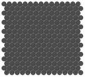 3/4" Retro Black Glossy Penny Round Mosaic | Young Interiors Flooring Center