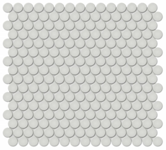 3/4" Warm Grey Glossy Penny Round Mosaic | Young Interiors Flooring Center