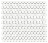 3/4" White Matte Penny Round Mosaic | Young Interiors Flooring Center