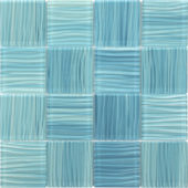 3"X3" Glass Pool Striped Aquamarine Mosaic | Young Interiors Flooring Center