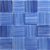 3"X3" Glass Pool Striped Cobalt Blue Mosaic | Young Interiors Flooring Center