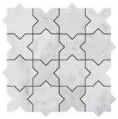 3"x3" Cross & Star White Grey Marble | Young Interiors Flooring Center