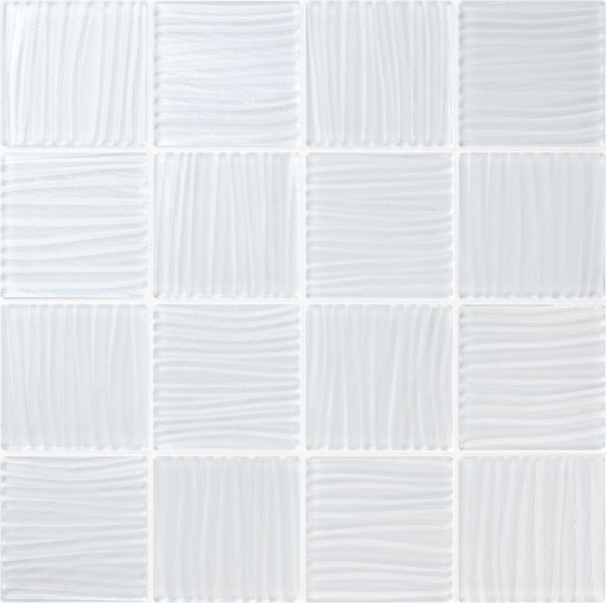 3"x3" White Glass Mosaic
