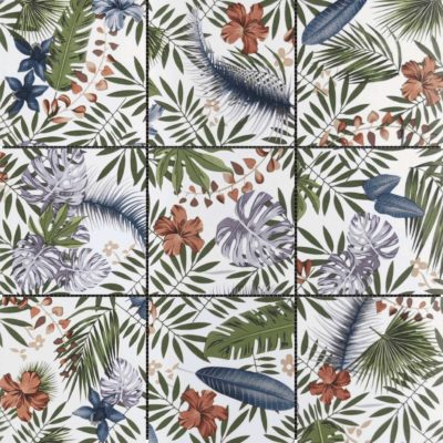 4″x4″ Floral Palm Multicolor Mosaic