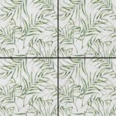 6"x6" Green Palm Leaf Printed Beige Marble | Young Interiors Flooring Center
