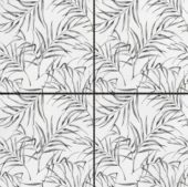 6"x6" Grey Palm Leaf Printed White Marble | Young Interiors Flooring Center