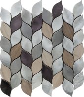 Aluminum & Marble Leaves 19 Grey Brown Mosaic 11"x12" | Young Interiors Flooring Center