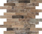 Beige Brown Mix Wood 1.1"x4" Glazed Ceramic Mosaic | Young Interiors Flooring Center