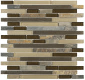 Beige Brown Slate Glass Baguette Mosaic | Young Interiors Flooring Center