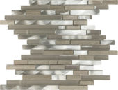 Beige Marble Glass Brushed Metal Baguette Interlocking Mosaic | Young Interiors Flooring Center