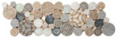 Beige Penny Round Décor / Glass Interlocking Border | Young Interiors Flooring Center