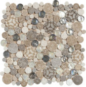 Beige Penny Round Décor/Glass Stone Interrlocking Mosaic | Young Interiors Flooring Center