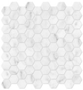 Bianco Venatino 1.25 Polished Hexagon Mosaic | Young Interiors Flooring Center