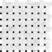 Bianco Venatino Basketweave Polished Mosaic | Young Interiors Flooring Center