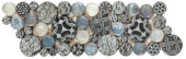 Black Penny Round Décor / Glass Interlocking Border | Young Interiors Flooring Center