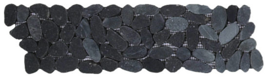 Black Sliced Matte Pebble Interlocking Border | Young Interiors Flooring Center
