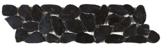 Black Sliced Polished Pebble Interlocking Border | Young Interiors Flooring Center