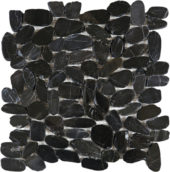 Black Sliced Polished Pebble Interlocking Mosaic | Young Interiors Flooring Center