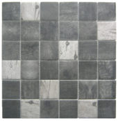 Black/Grey Recycled Glass Mix 2X2" Square Mosaic | Young Interiors Flooring Center