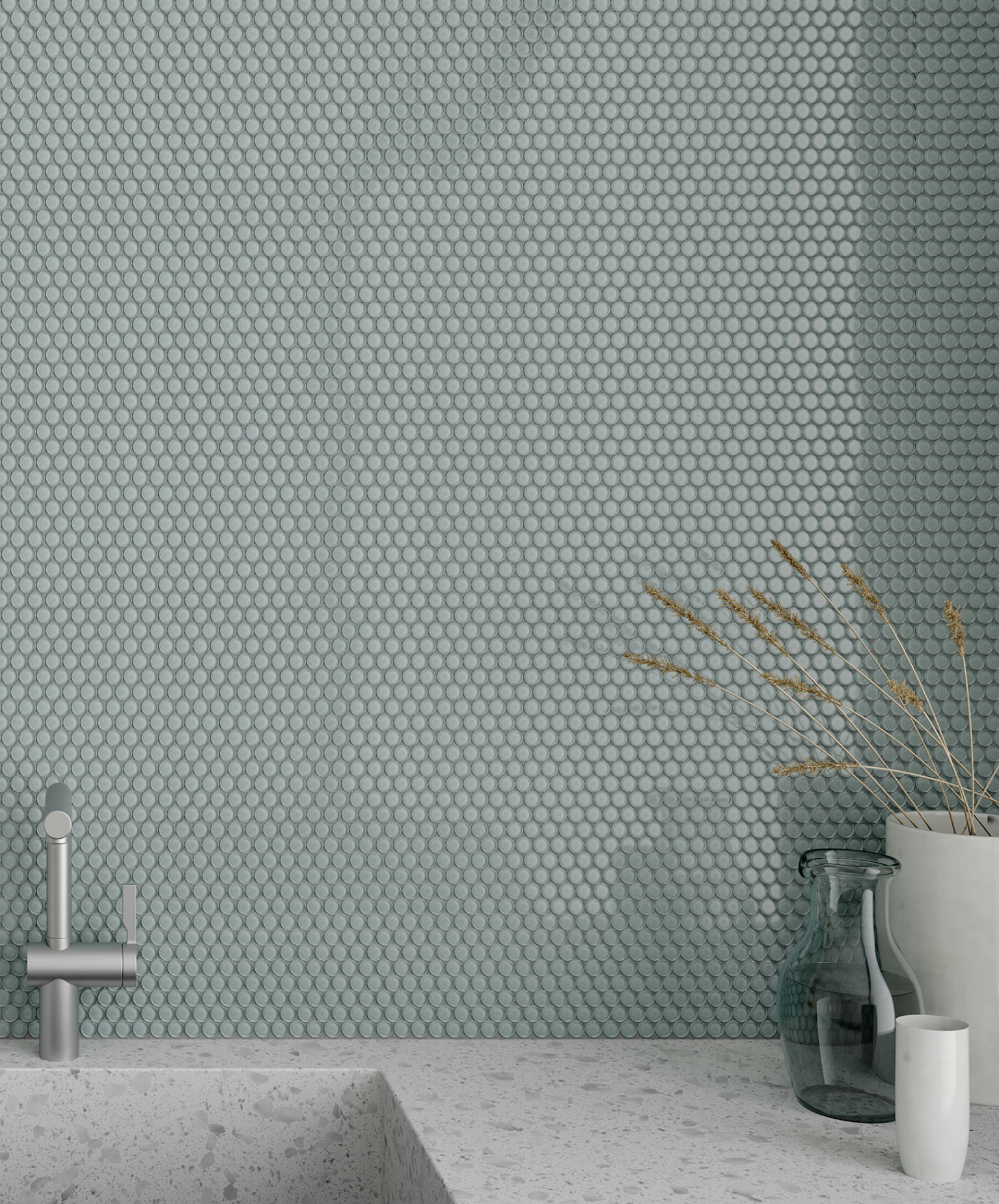 Bliss Element Shadow Penny Round Mosaic | Young Interiors Flooring Center