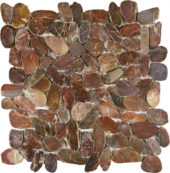 Brown Sliced Polished Pebble Interlocking Mosaic | Young Interiors Flooring Center
