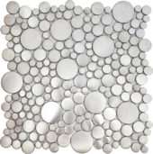 Brushed Silver Penny Rounds Inox Metal Interlocking Mosaic | Young Interiors Flooring Center
