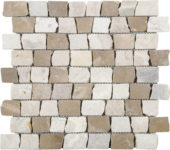 Cappuccino Onyx Cream Cubic Brick Marble Interlocking Mosaic | Young Interiors Flooring Center