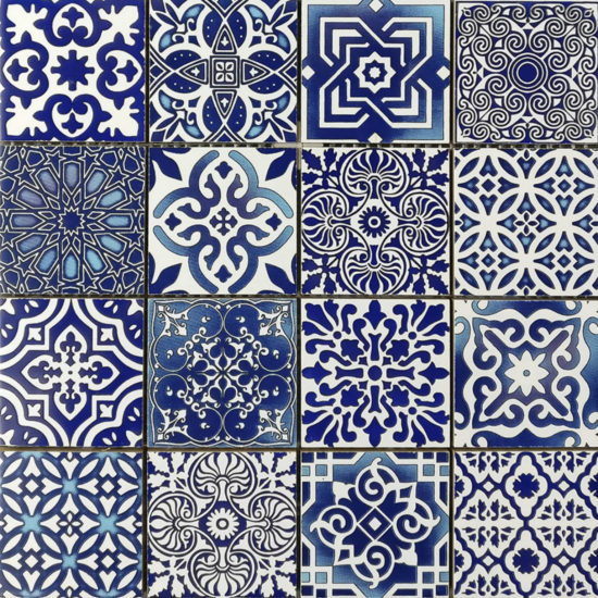 Ceramic Patchwork Diamond Blue Mosaic | Young Interiors Flooring Center