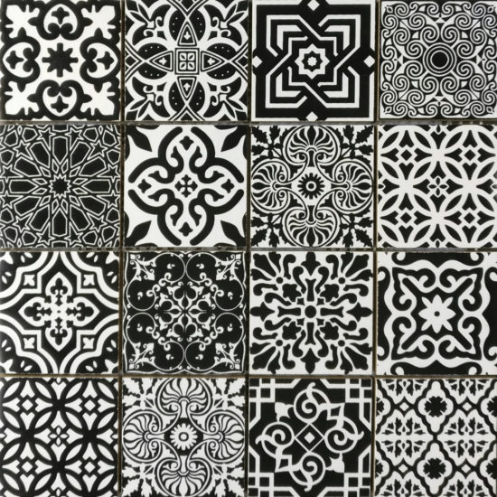Ceramic Patchwork Square Black & White Mosaic | Young Interiors Flooring Center