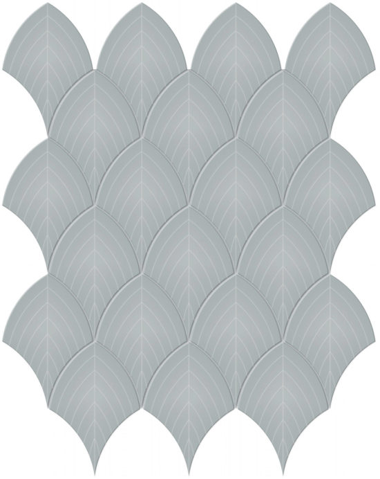 Cloud Blue Glossy Scallop Mosaic | Young Interiors Flooring Center