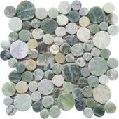 Crystal Green Semi-Precious Stone Round Interlocking Mosaic | Young Interiors Flooring Center