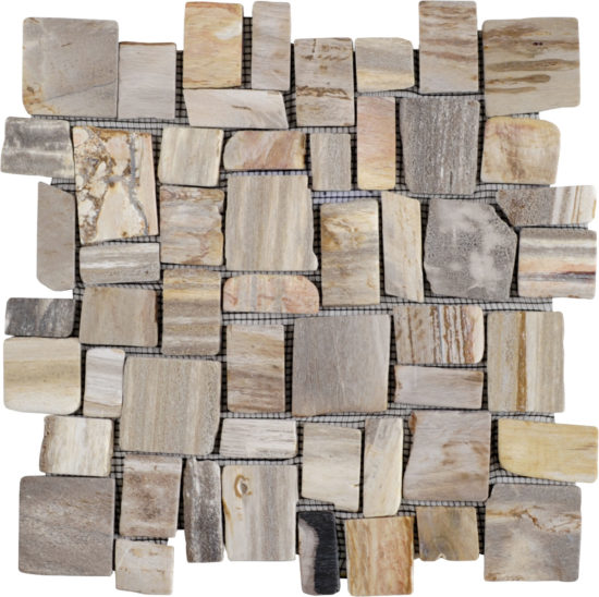 Cubic Fossil Wood Stone Mosaic | Young Interiors Flooring Center