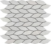 Elongated Hexagon White Grey "Leaves" Mosaic | Young Interiors Flooring Center
