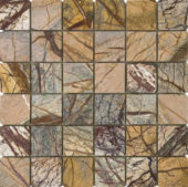 Forest Brown Polished Marble Mosaic 2"x2" | Young Interiors Flooring Center