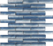 Glass Baguette Blue Mix Matte Interlocking Mosaic | Young Interiors Flooring Center