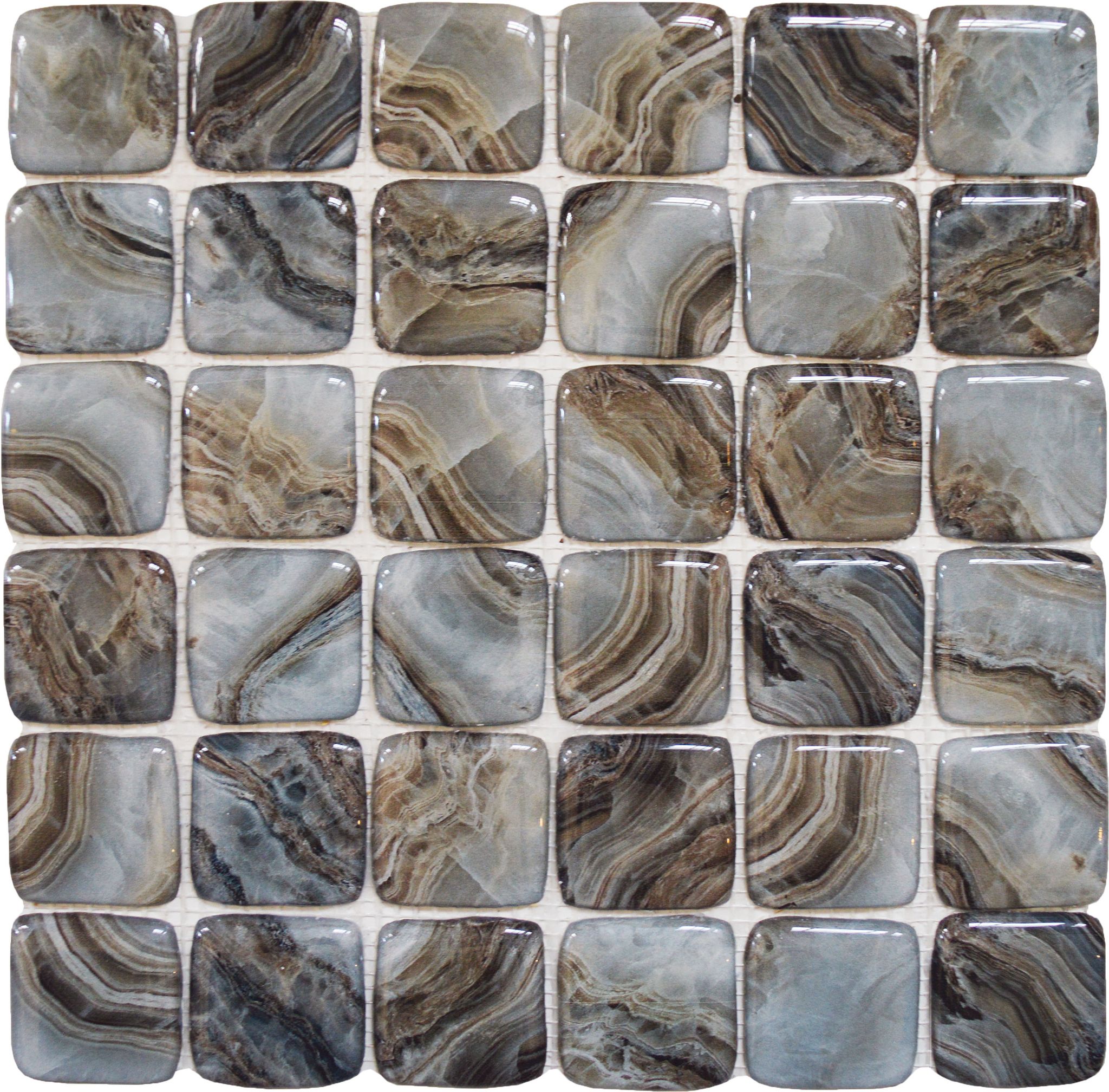 Glass Square Grey Beige Mix Marble Pattern Mix Mosaic
