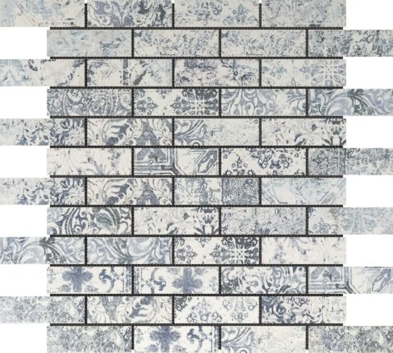 Grey Mix Pattern Deco Brick Matte Glazed Porcelain 1″x3″ Mosaic