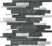Grey/Black Stone Aluminum Mix Baguette Interlocking Mosaic | Young Interiors Flooring Center